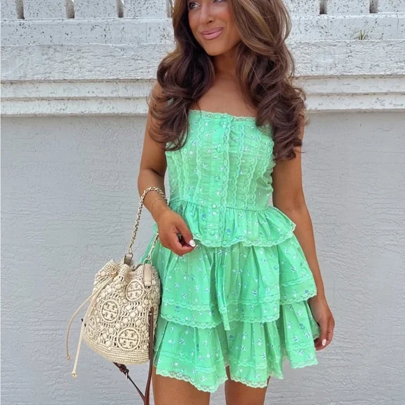 MABLE tropical tea party ruffled skirt set small - Picture 1 of 5